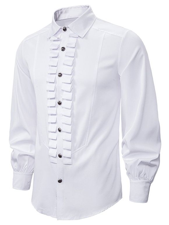 Chemise Gothique Boutonnée Plissée en Avant - Blanc M