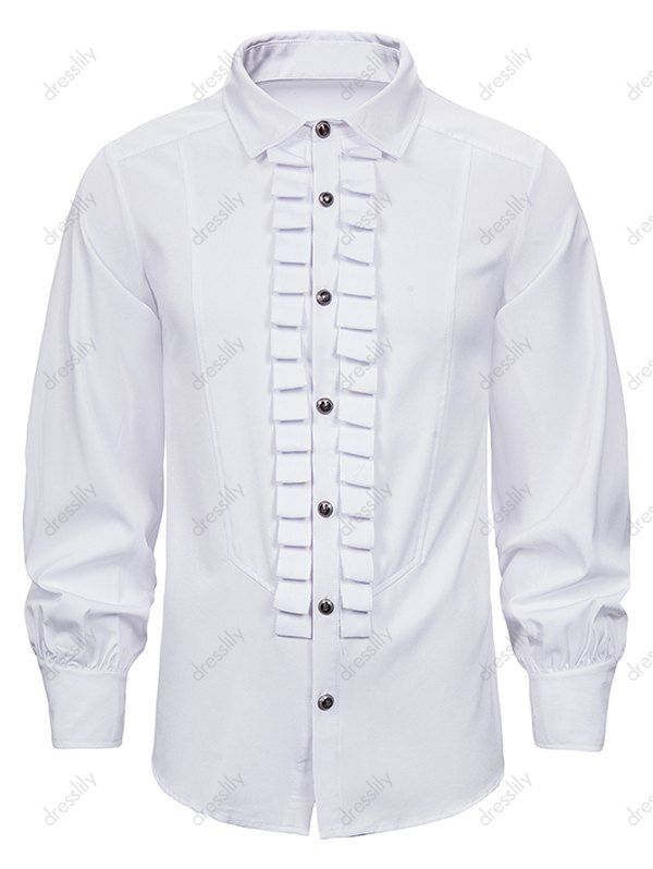 [25% OFF] 2020 Front Ruched Button Up Gothic Shirt In WHITE | DressLily