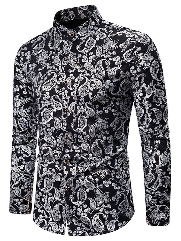 [33% OFF] 2020 Gilding Paisley Pattern Stand Collar Button Up Shirt In ...