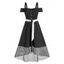 Fishnet Insert Open Shoulder Belted Dress - BLACK 2XL