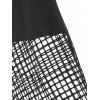Robe Ceinturée à Epaule Dénudée en Résille Insérée - Noir XL