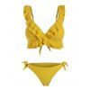 Ruffle Tie Low Waisted Bikini Swimwear - SUN YELLOW M