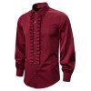 Chemise Gothique Boutonnée Plissée en Avant - Rouge Vineux L