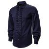 Front Ruched Button Up Gothic Shirt - CADETBLUE M
