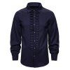 Front Ruched Button Up Gothic Shirt - CADETBLUE M