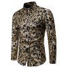 Chemise Motif de Cachemire Boutonnée à Col Debout - Or M