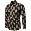 Chemise Boutonnée Motif d'Ananas Doré à Col Debout - Or L
