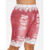 Legging Ajusté Style Déchiré à Imprimé Floral Grande-Taille - Rose Flamant 1X