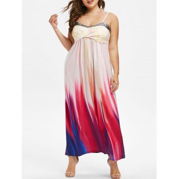 

Plus Size Tie Dye Sequins Crossover Maxi Dress, Multicolor