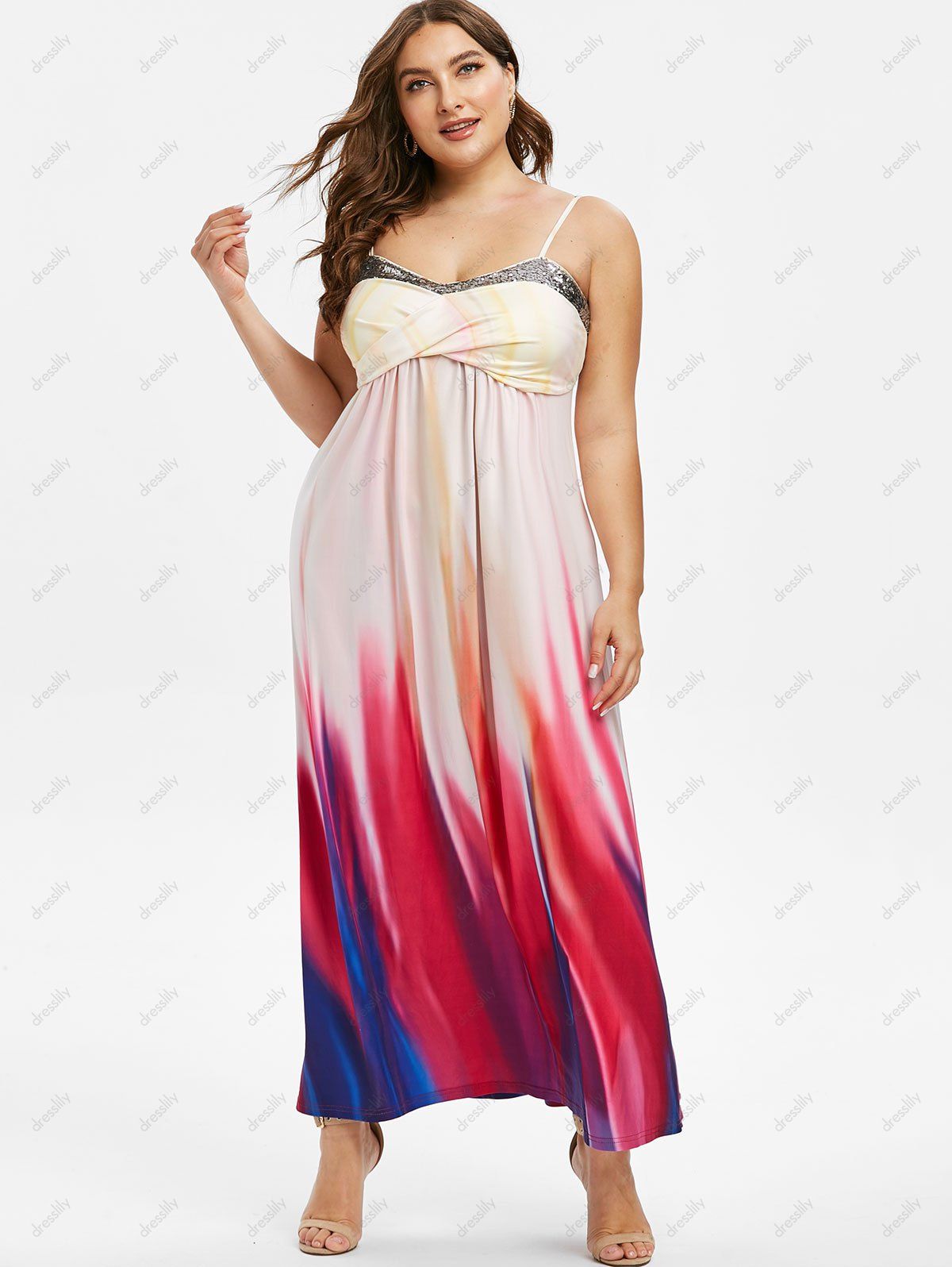 multicolor plus size sequin dress