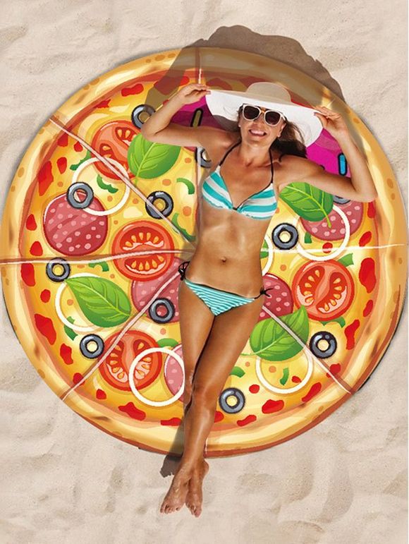Serviette de Plage Ronde à Motif Pizza - multicolor ONE SIZE