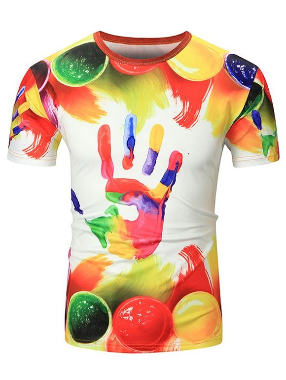 T-shirt Empreinte Colorée à Manches Courtes - multicolor A S