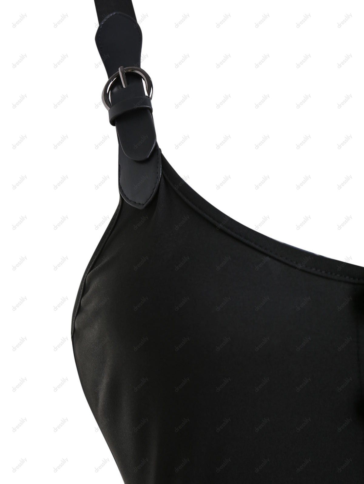 Robe Ceinturée à Bretelle Bouclée avec Bouton - Noir 3XL