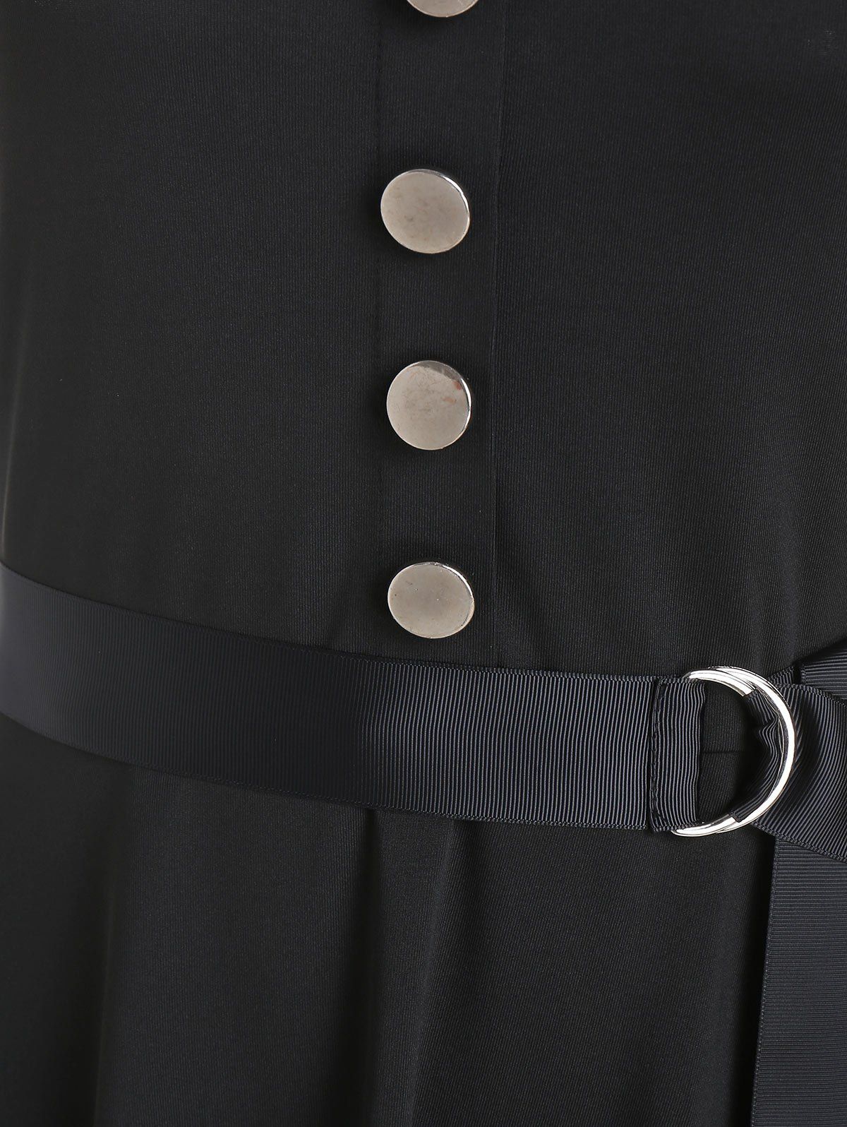 Robe Ceinturée à Bretelle Bouclée avec Bouton - Noir 3XL