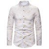 Chemise Boutonnée Motif de Toile d'Araignée Dorée à Col Debout - Blanc 2XL