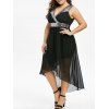 Robe de Soirée Haute Basse Jointive de Grande Taille à Paillettes - Noir 4X