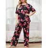 Taille Floral plus Pyjama - Noir 4X