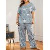 Robe de Maison Panda Imprimé de Grande Taille - Bleu 2X