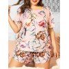 Étoile de mer Usine de poisson Méduse Imprimer Taille Plus court Pyjama - Rose 3X