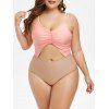 Maillot de Bain Découpé de Grande Taille à Volants Une-Pièce - Orange Rose 3X