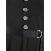 Robe Ceinturée à Bretelle Bouclée avec Bouton - Noir 3XL
