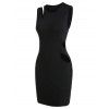 Robe Moulante Découpée sans Manches - Noir L