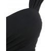 Summer Solid Sleeveless Crossover Flare Mini Dress - BLACK M