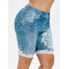Legging Court 3D Jean Imprimé de Grande Taille - multicolor 1X