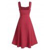 Robe Cargo Ceinturée Boutonnée à Taille Haute - Rouge Vineux M