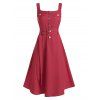 Robe Cargo Ceinturée Boutonnée à Taille Haute - Rouge Vineux 3XL