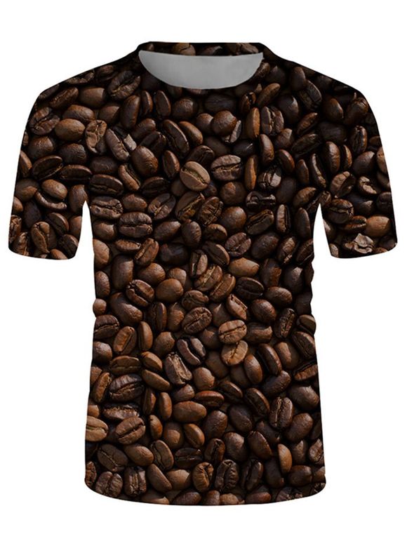 T-shirt Décontracté Grain de Café Imprimé à Manches Courtes - multicolor M