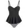 Maillot de Bain Tankini Péplum Rayé - Gris Carbone S