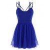 Mesh Panel High Waist Cami Dress - BLUE M