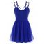 Mesh Panel High Waist Cami Dress - BLUE M