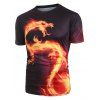 T-shirt Décontracté Graphique Dragon en Feu à Manches Courtes - multicolor B 2XL