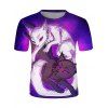 T-shirt Yin Yang Graphique Loup à Col Rond - multicolor 3XL