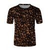 T-shirt Décontracté Grain de Café Imprimé à Manches Courtes - multicolor M