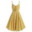 Summer Tiny Floral Print Sundress Spaghetti Strap Cut Out Knotted Dress - BRIGHT YELLOW M