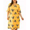 Robe de Nuit à Volants Zèbre Imprimé Grande-Taille - Jaune 2X
