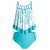 Maillot de Bain Tankini Motif de Plume Grande Taille - Bleu Vert Ara 1X
