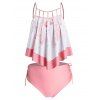 Maillot de Bain Tankini Motif de Plume Grande Taille - Rose clair 1X