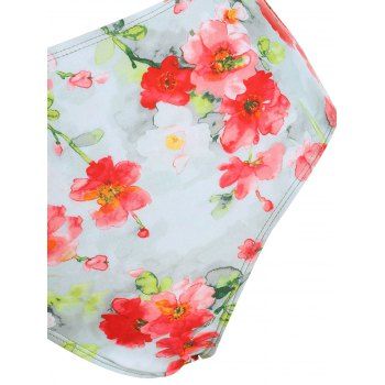 Vacation Swimwear Floral Print Cutout Corest Push Up Tankini Swimsuit