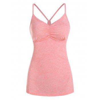 

Strappy Ruched Heathered Cami Top, Flamingo pink