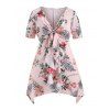 Haut Mouchoir Noué Fleuri de Grande Taille - Rose 2X