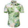 Chemise Boutonnée Motif de Feuille Tropicale à Manches Courtes - multicolor M