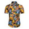 Chemise de Plage Motif de Feuille Florale à Manches Courtes - multicolor 2XL