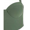 Maillot de Bain Tankini Découpé Style Corset à Imprimé Fleuri Partout de Vacance - Vert Camouflage M
