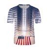 T-shirt Décontracté 3D Drapeau Américain Imprimé à Col Rond - multicolor L