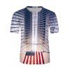 T-shirt Décontracté 3D Drapeau Américain Imprimé à Col Rond - multicolor M