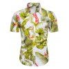 Chemise Décontractée Feuilles de Bananier Imprimée à Manches Courtes - multicolor M